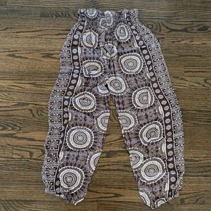 Lotus and Luna Blue Patterned Harem Pants - Size S
